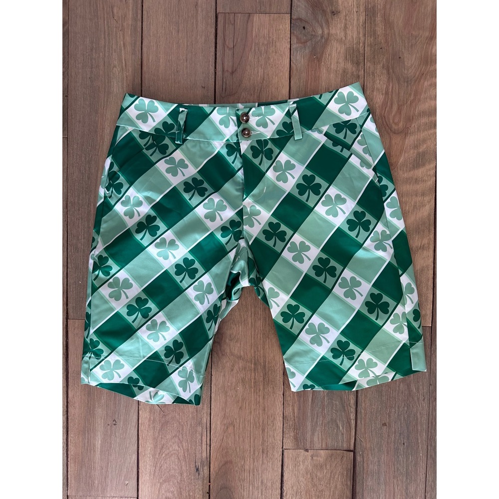 Loudmouth Golf Shorts Womens 4 Green Shamrock St Patricks Day Checkered Plaid